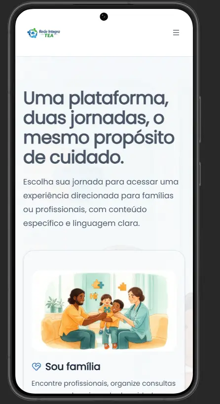 Plataforma Rede Integra TEA adaptada para celular